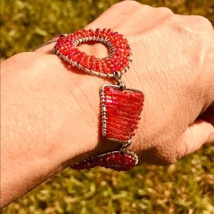 Coral beaded bracelet